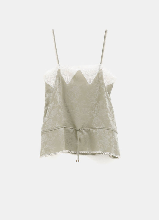 Silk Tank Top with Lace