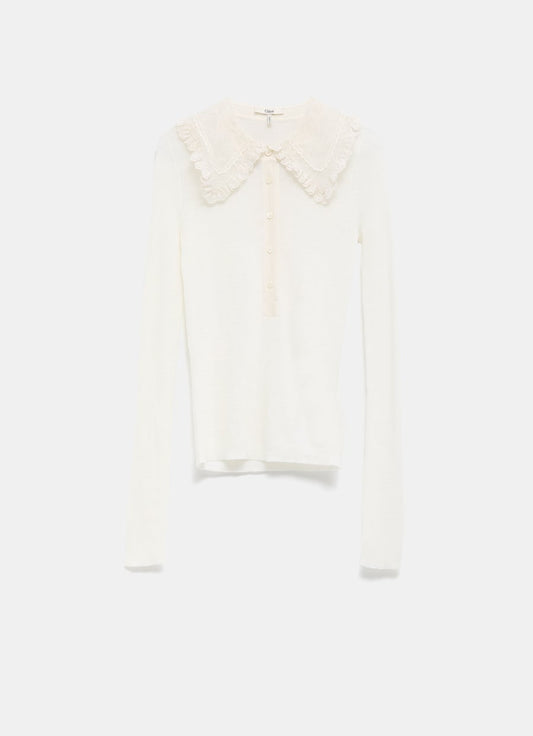 Lace Collar Knit Top