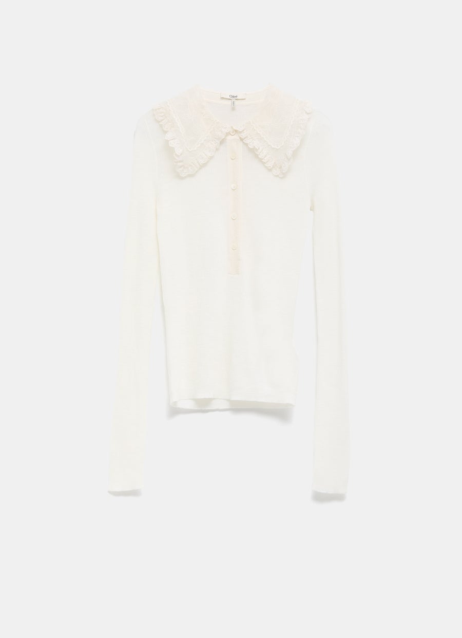 Lace Collar Knit Top