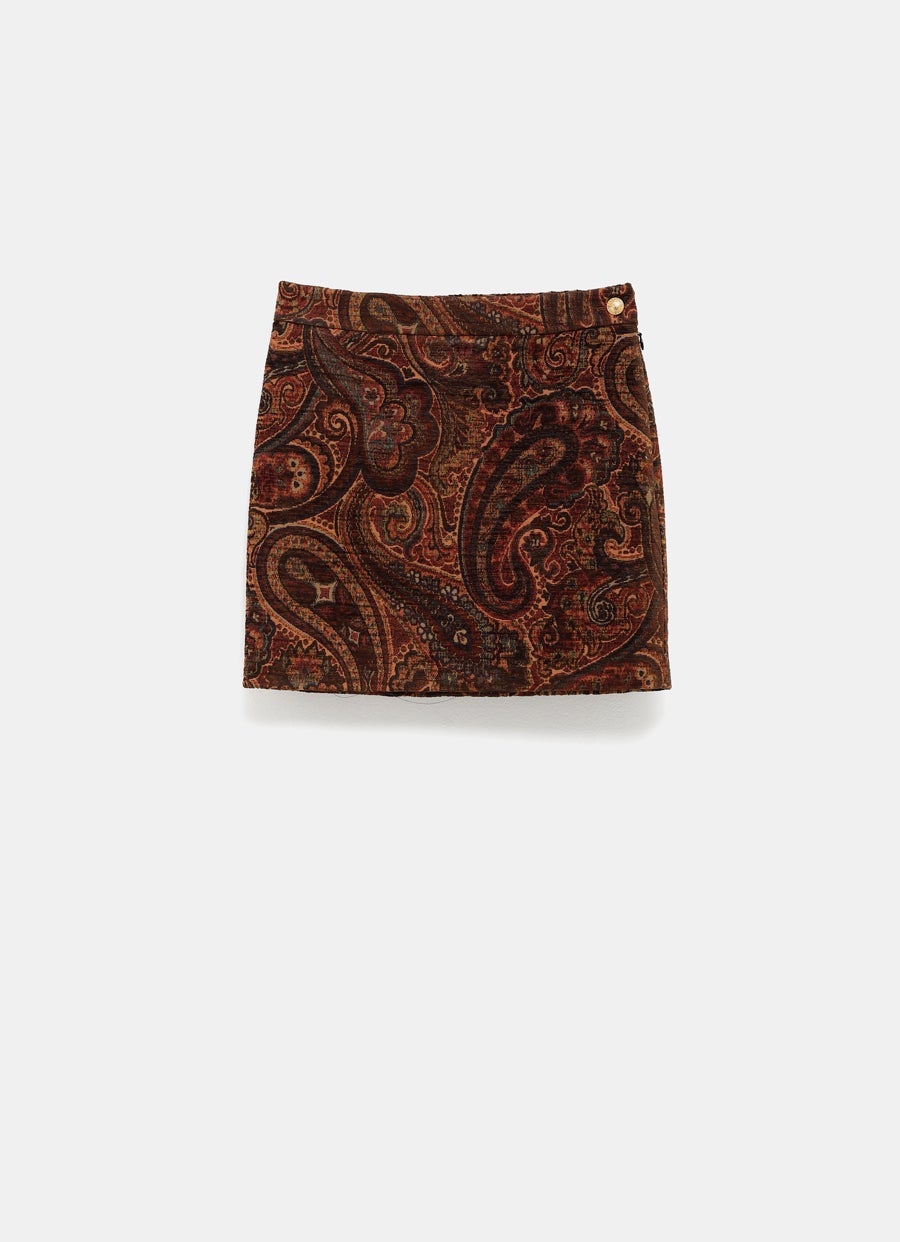 Paisley Jacquard Mini Skirt