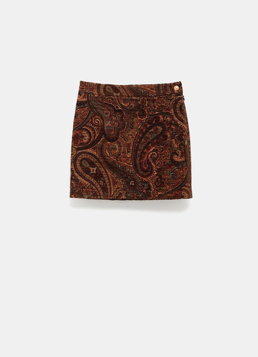 Paisley Jacquard Mini Skirt