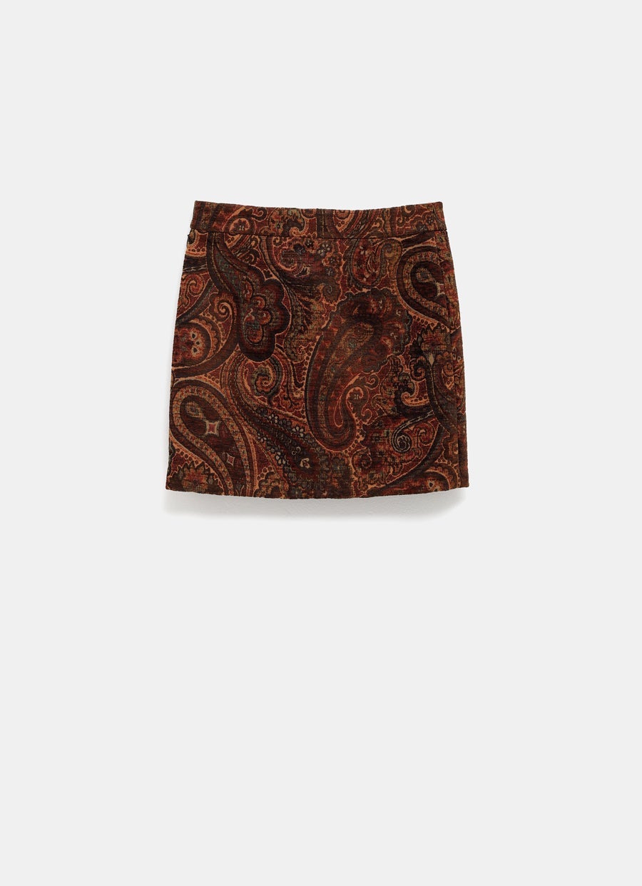 Paisley Jacquard Mini Skirt
