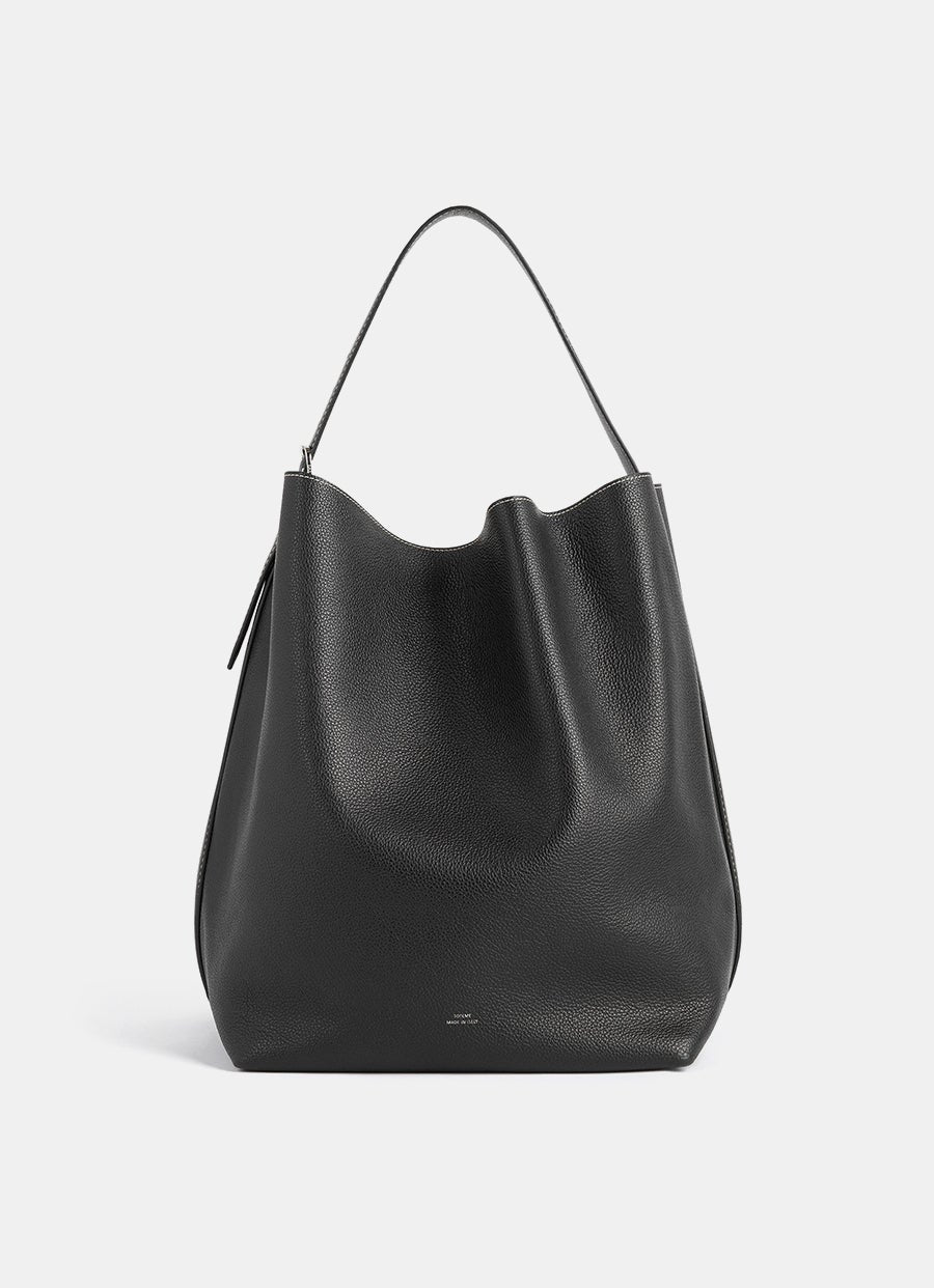 Belted Grained Leather Tote