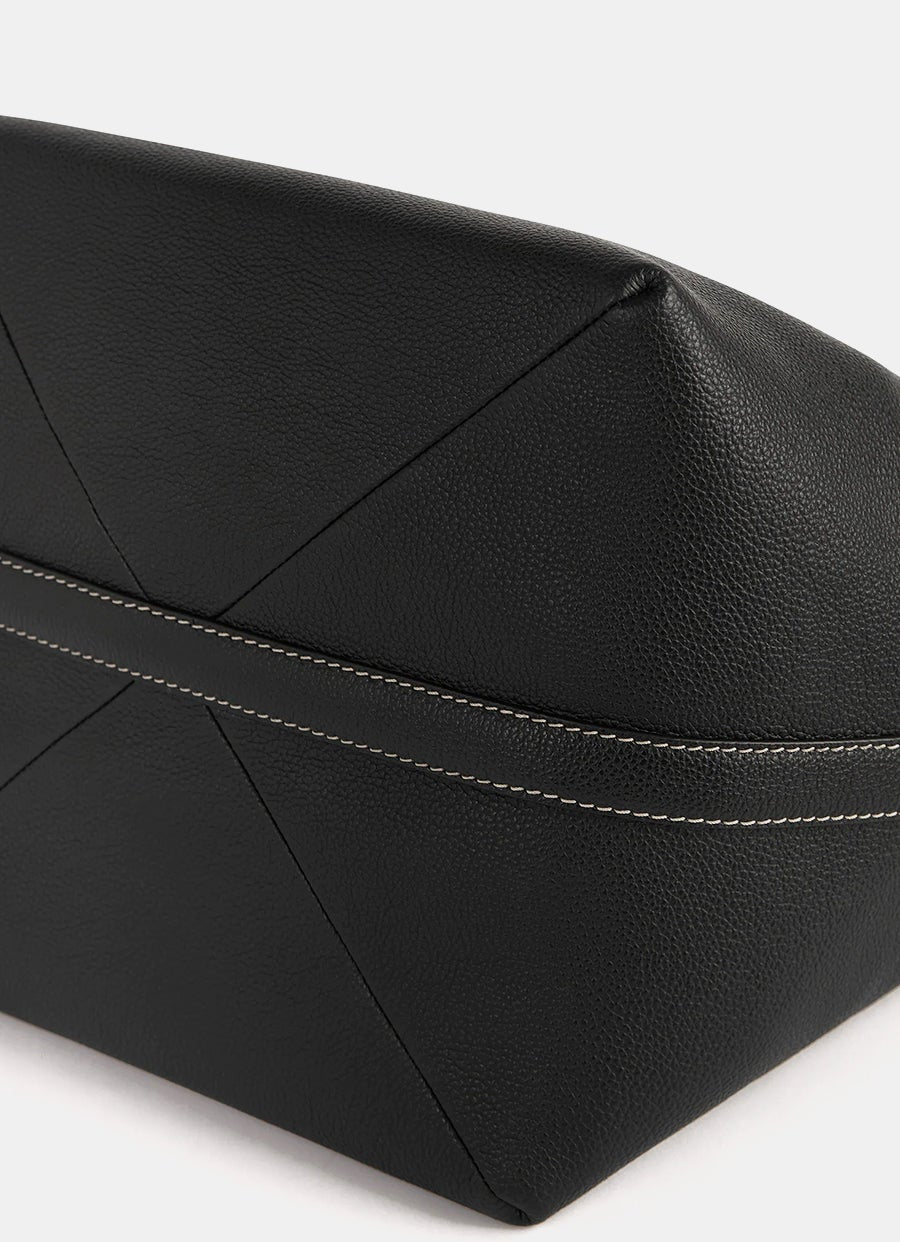 Belted Grained Leather Tote