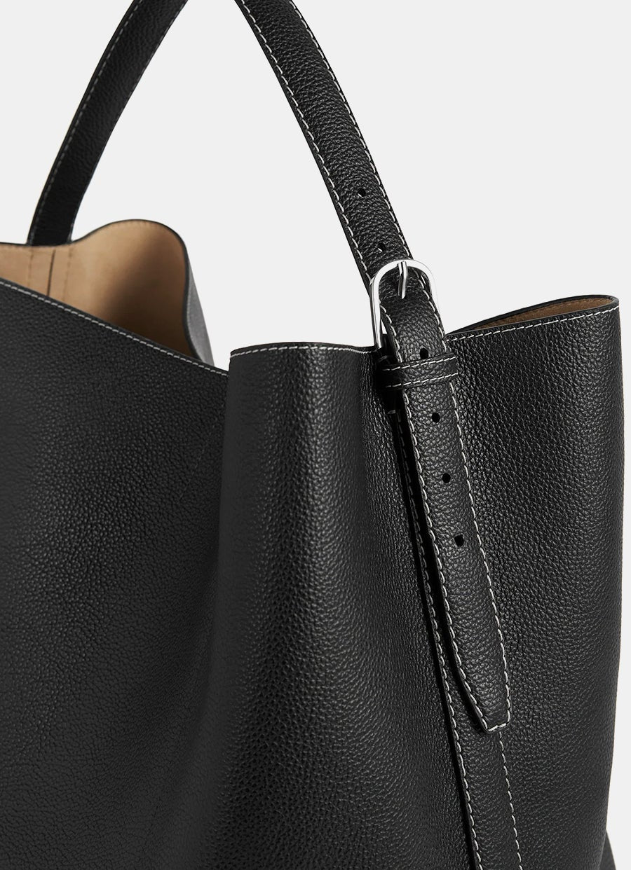 Belted Grained Leather Tote