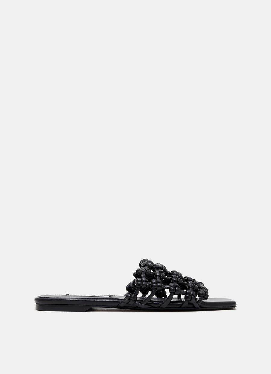 Braided-Leather Bandeau Slides