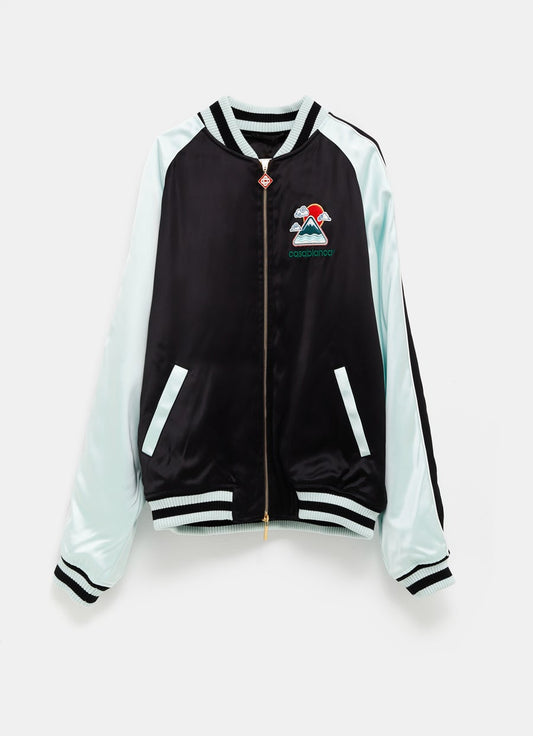 Embroidered Satin Bomber Jacket