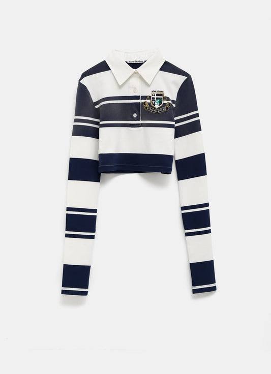 Cropped long sleeve polo
