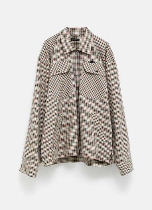 Zip-Up Checked Shirt for Men