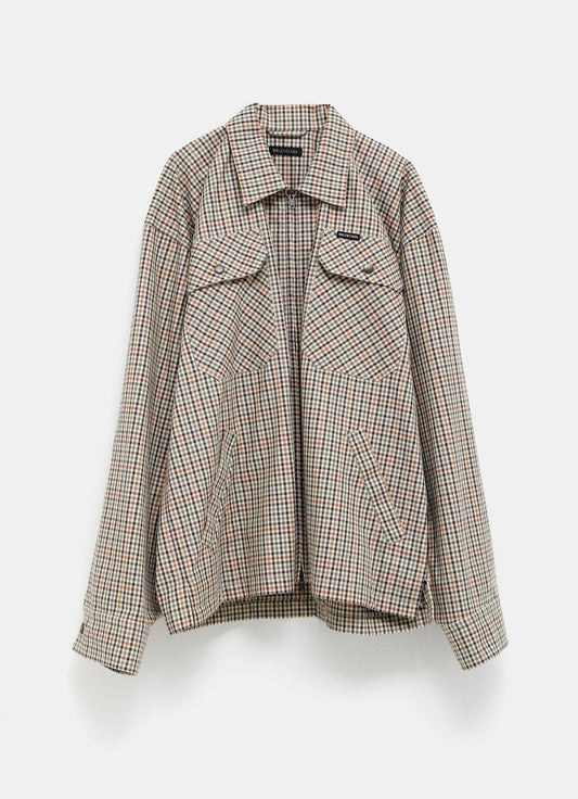 Zip-Up Checked Shirt for Men