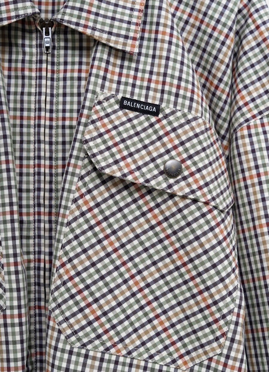 Zip-Up Checked Shirt for Men