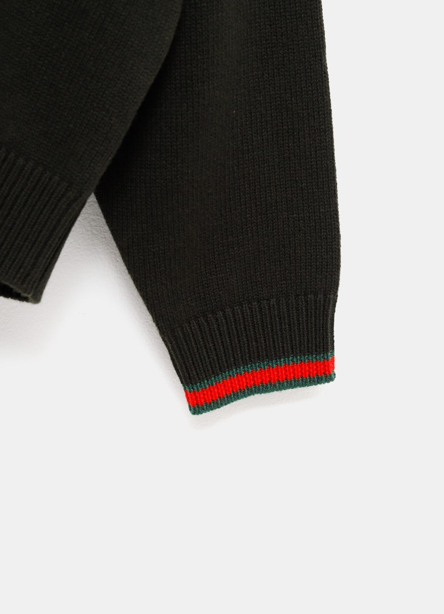 Cashmere Wool Sweater with Web Trim