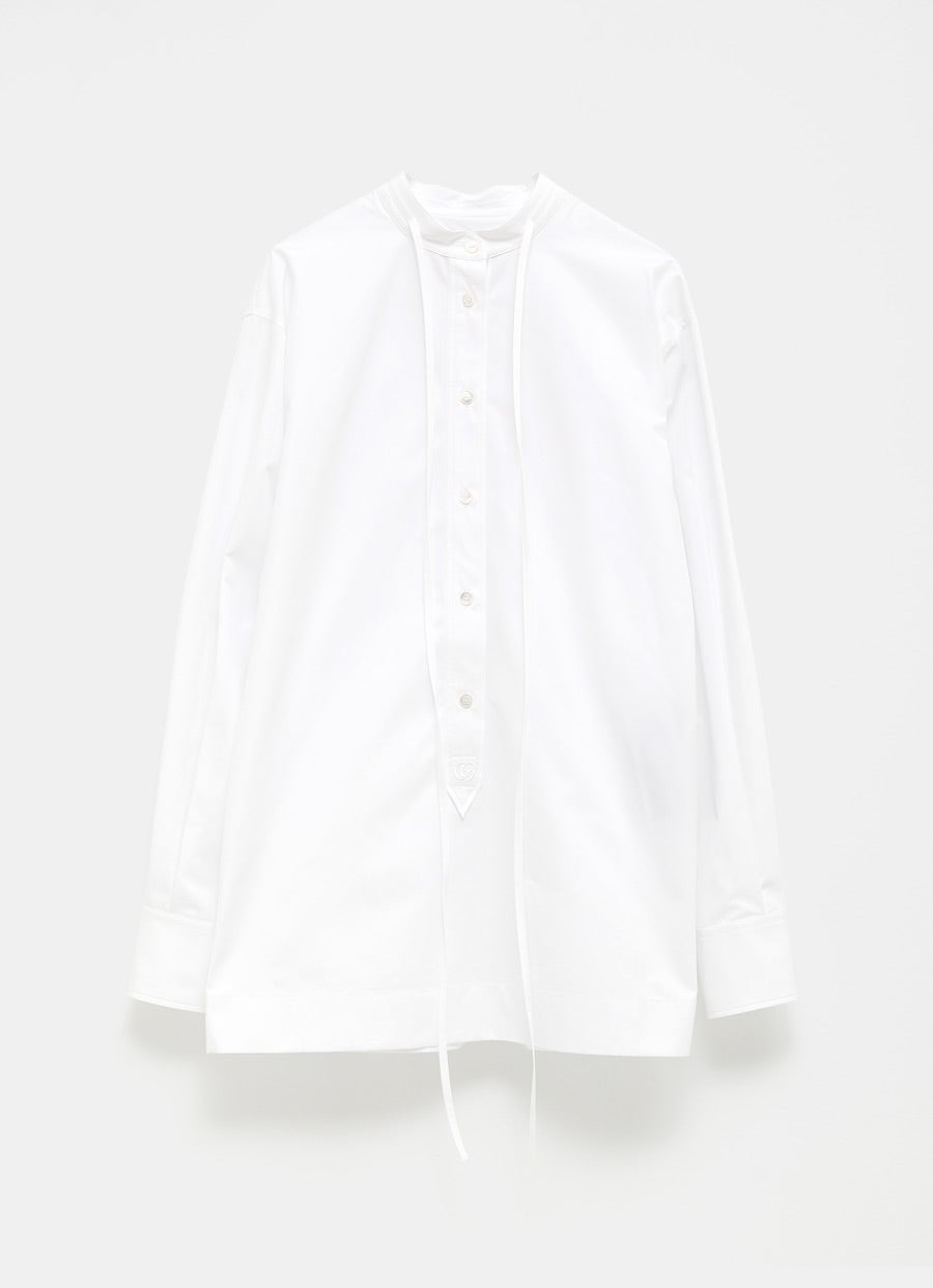 Cotton Poplin Shirt with Embroidery