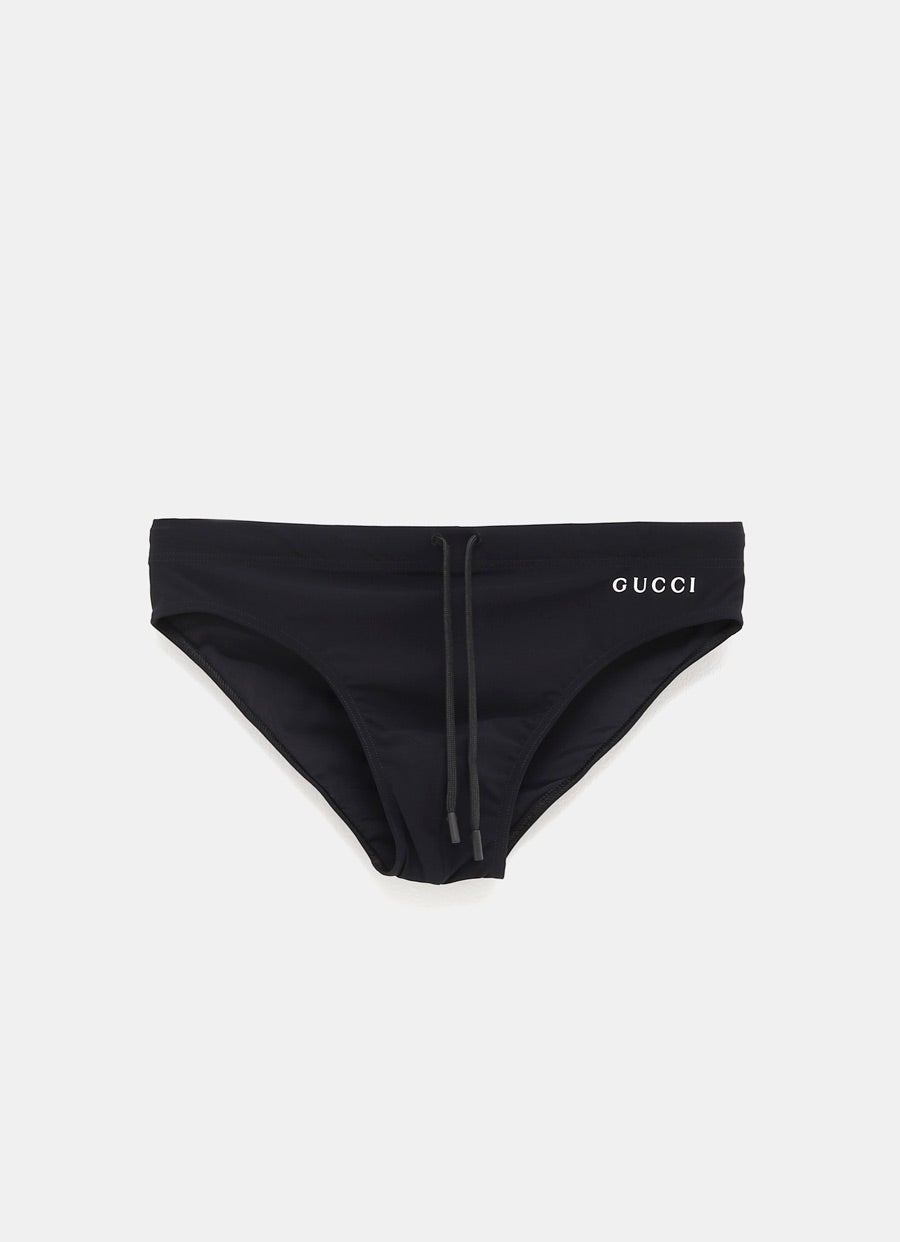 Elastane Swim Briefs with Print for Men