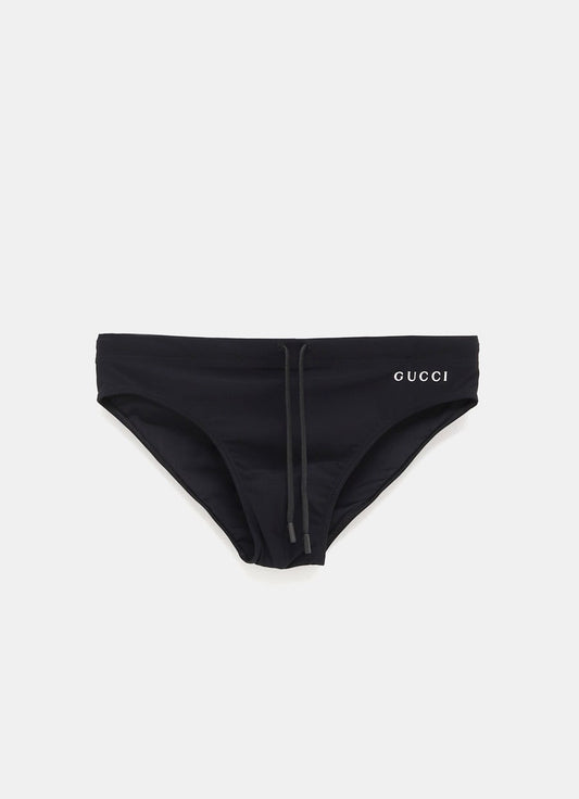 Elastane Swim Briefs with Print for Men