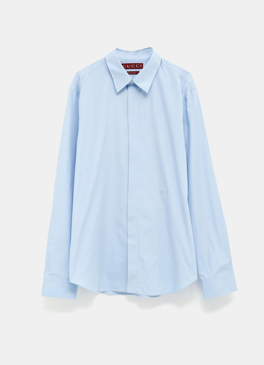 Cotton Poplin Shirt with Embroidery for Men