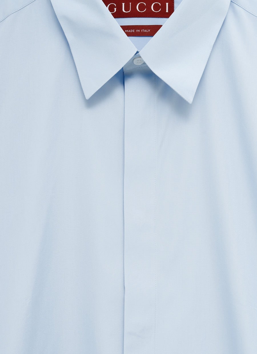 Cotton Poplin Shirt with Embroidery for Men