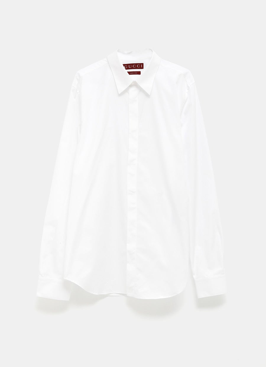 Cotton Poplin Shirt with Embroidery for Men