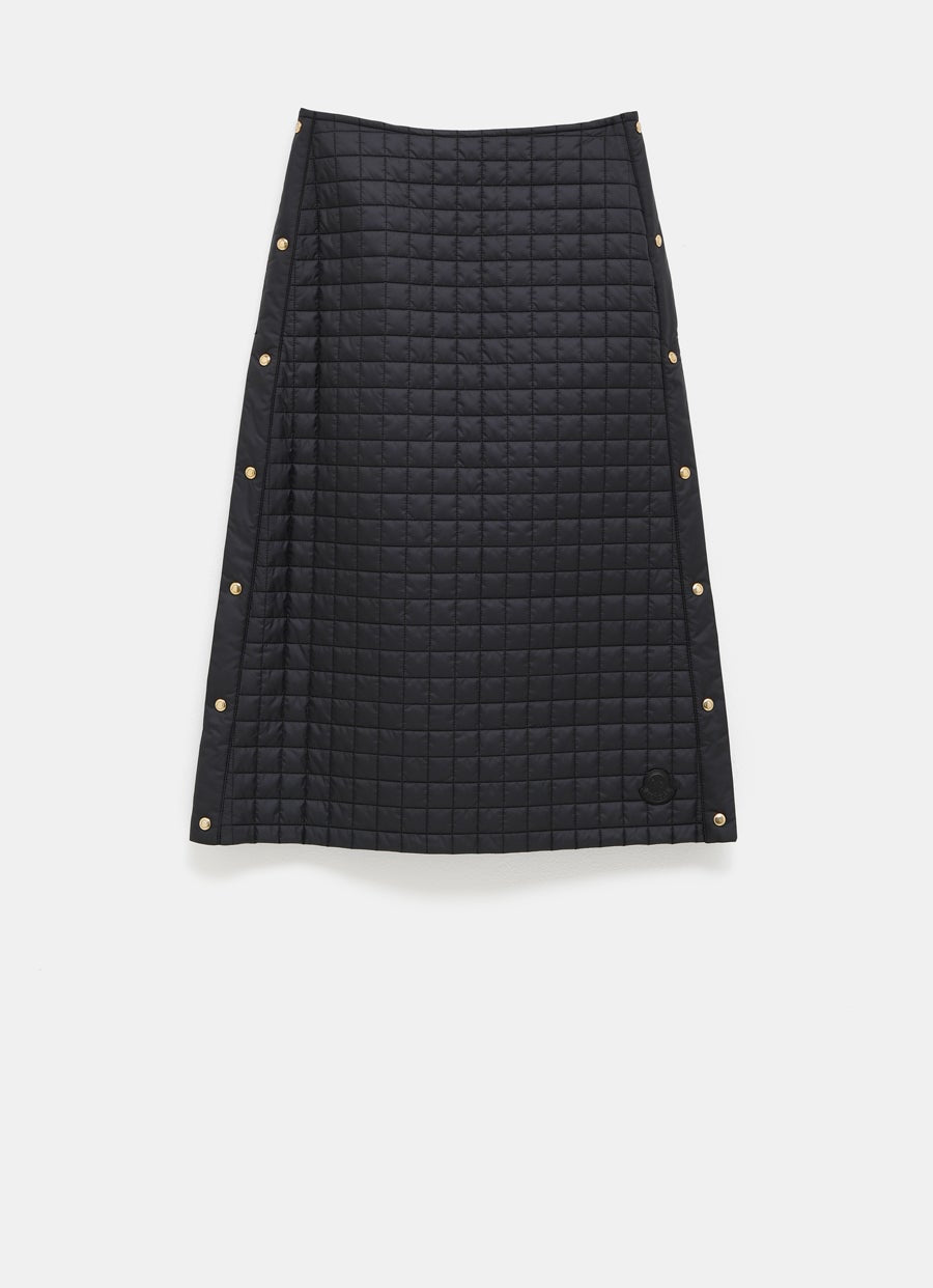 Square-Quilted Padded Midi Skirt