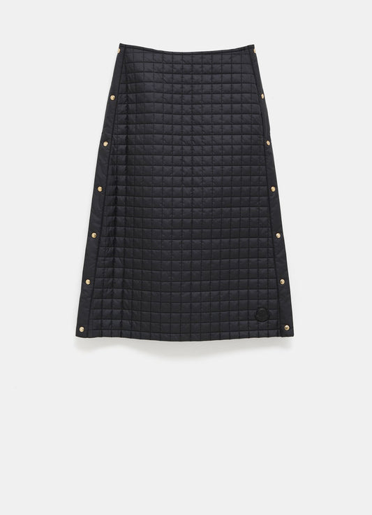 Square-Quilted Padded Midi Skirt