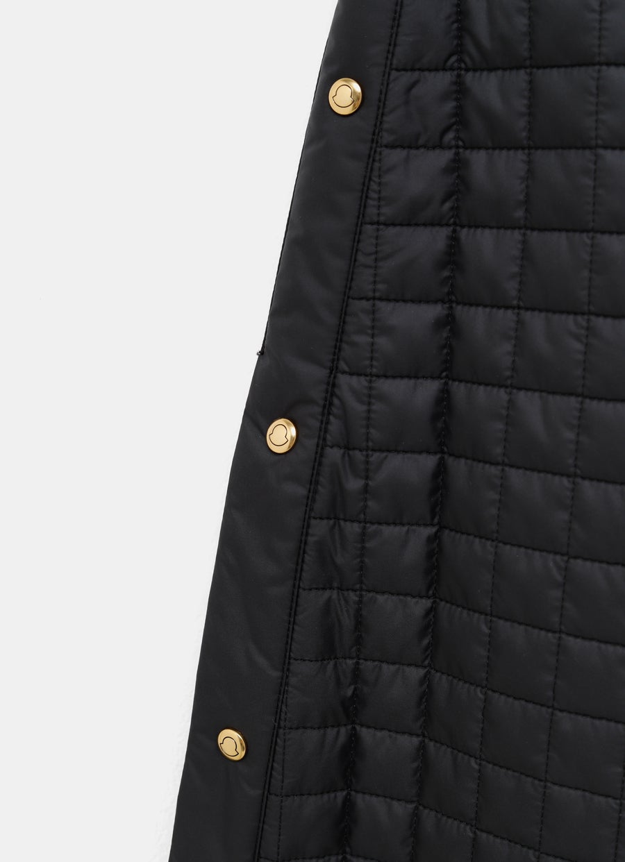 Square-Quilted Padded Midi Skirt
