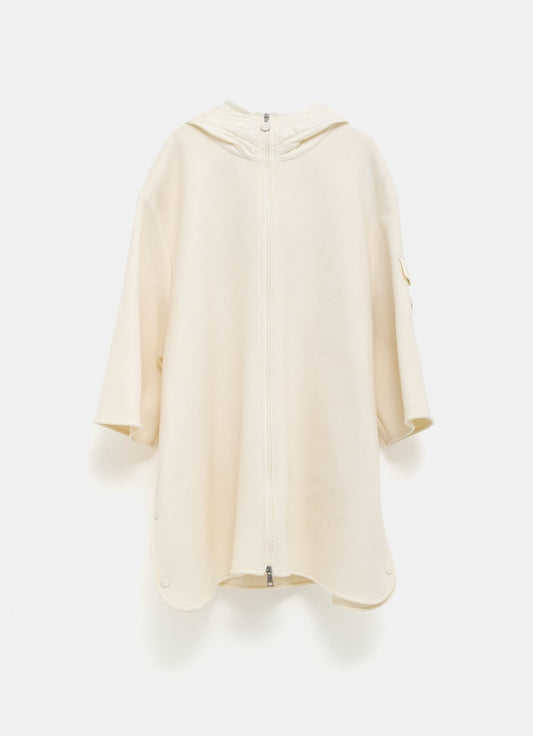 Wool Hooded Zip-up Cape for Women