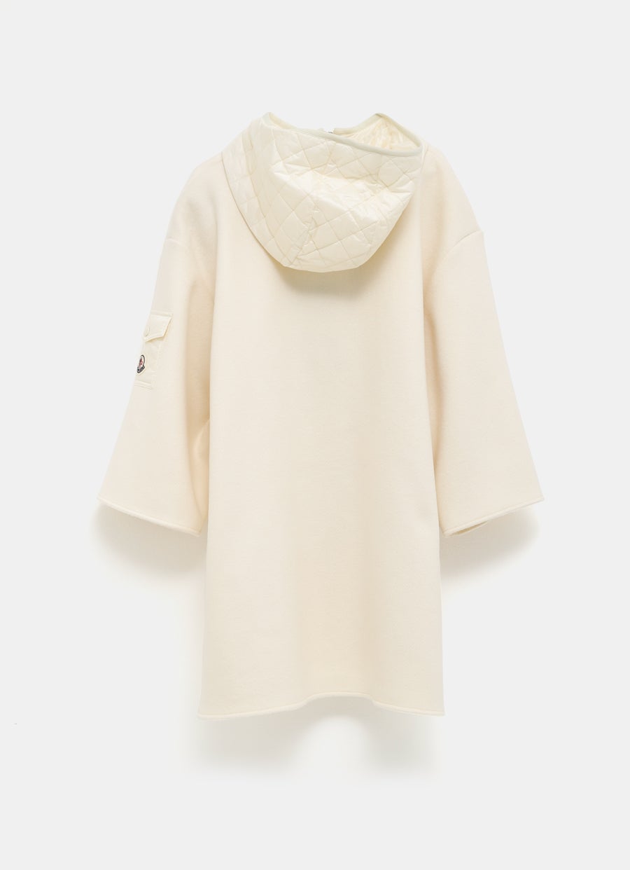 Wool Hooded Zip-up Cape for Women