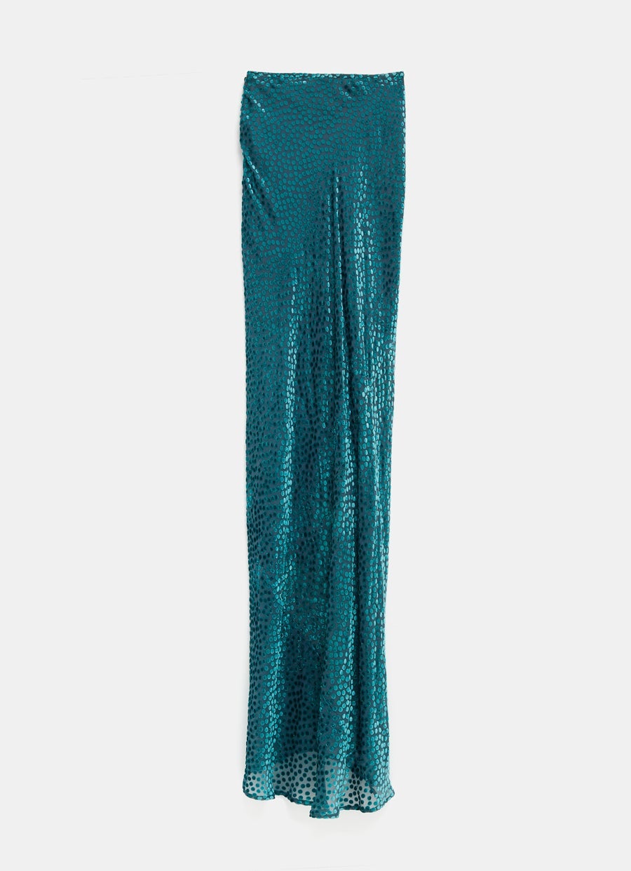 Velvet Polka Dot Maxi Skirt