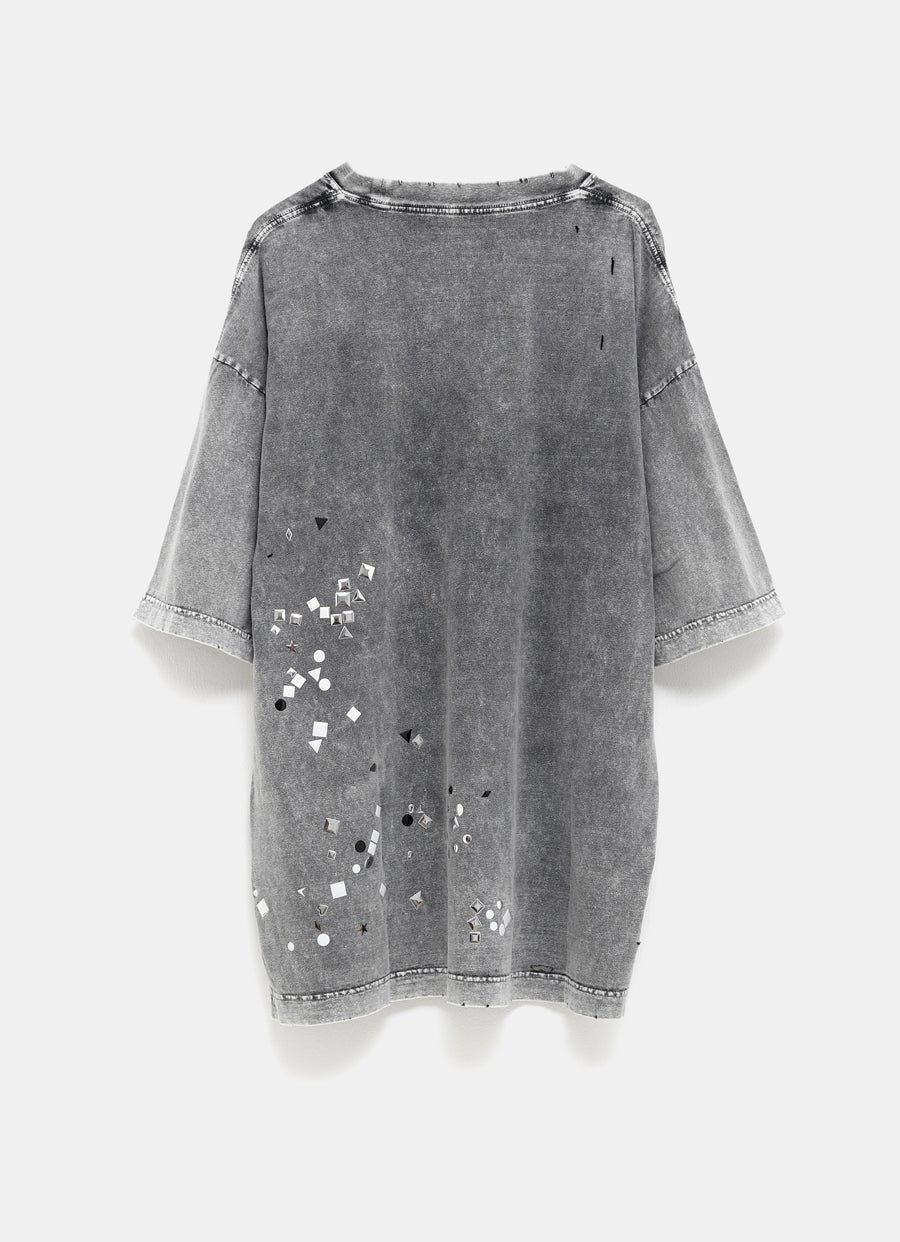 Embellished Bleached T-shirt for Men