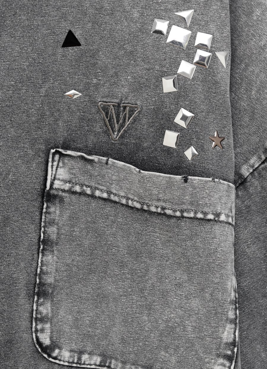 Embellished Bleached T-shirt for Men