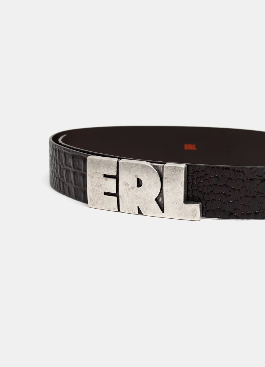 Croco Effect Leather Belt