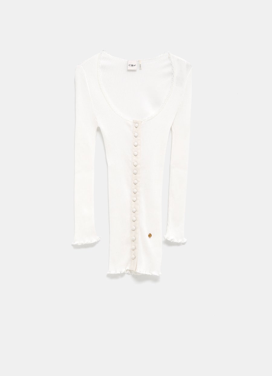 Scoop-Neck Fitted Cardigan