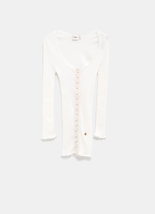 Scoop-Neck Fitted Cardigan