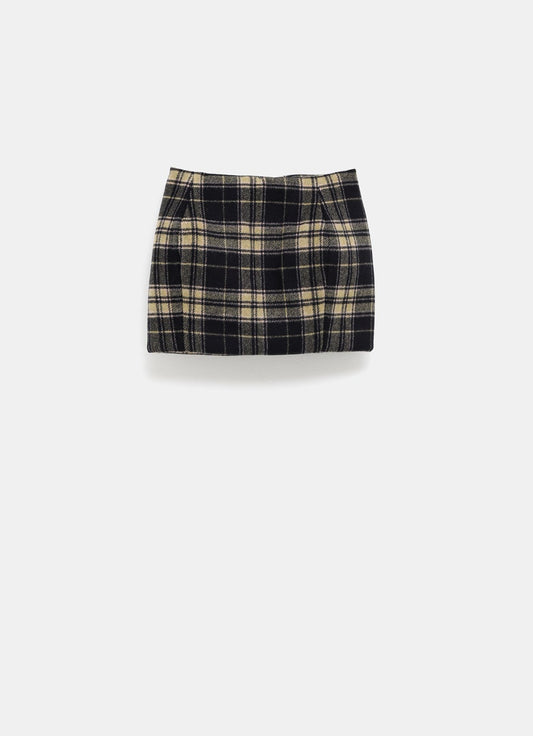 Padded Tartan Mini Skirt