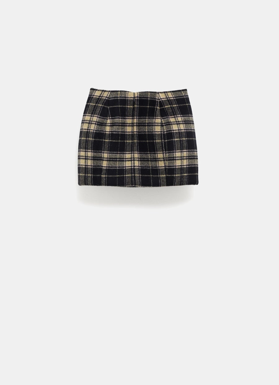 Padded Tartan Mini Skirt