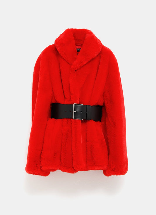 Synthetic Fur Wrap Coat
