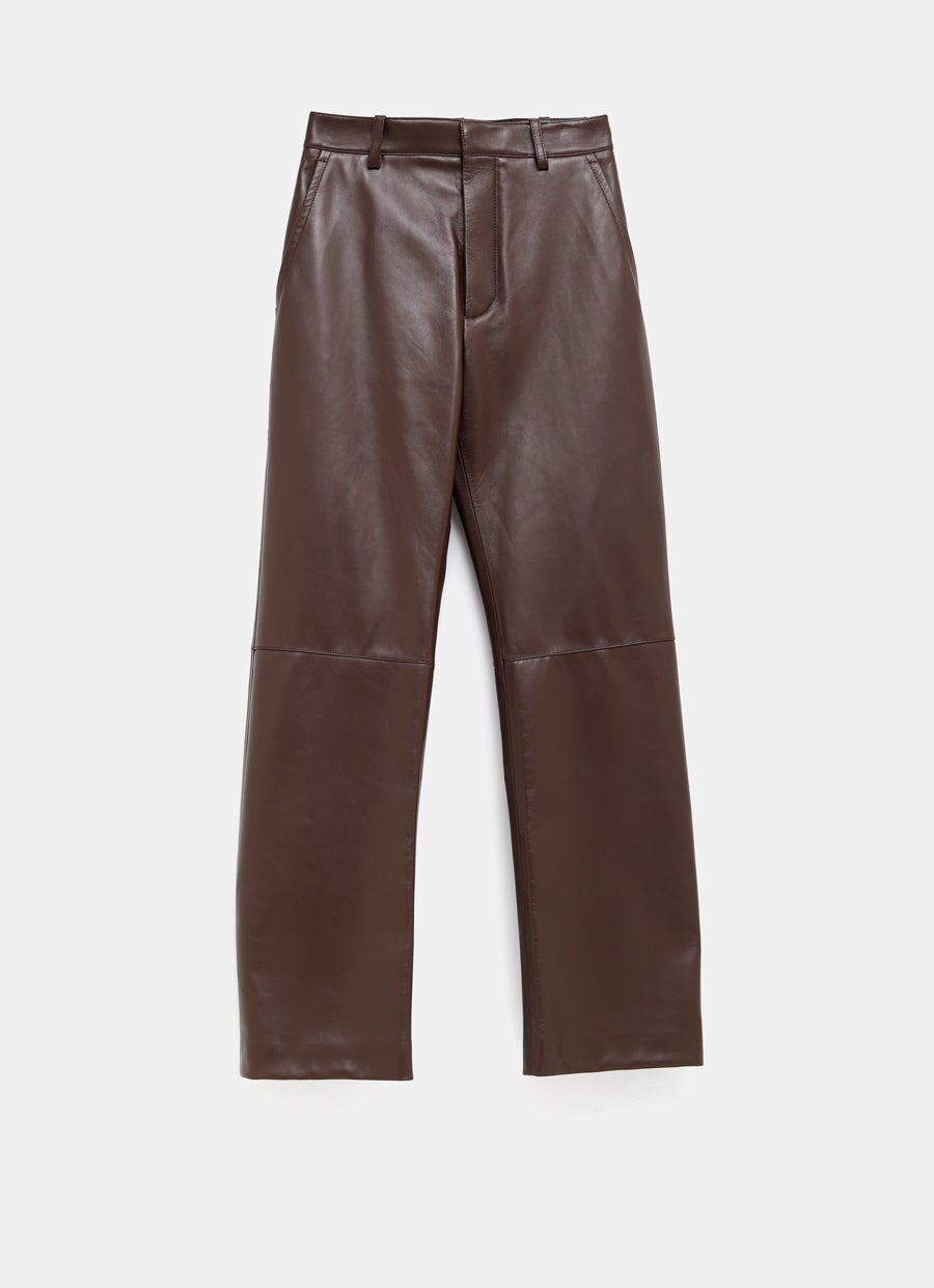 Leather Rounded Leg Trousers