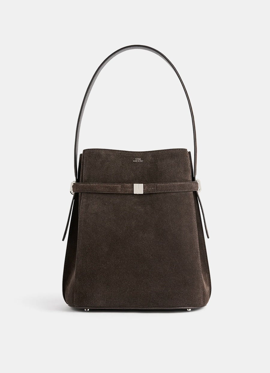 Belted Suede Bucket Bag