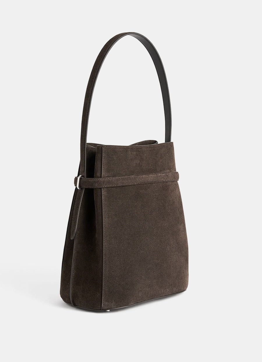 Belted Suede Bucket Bag