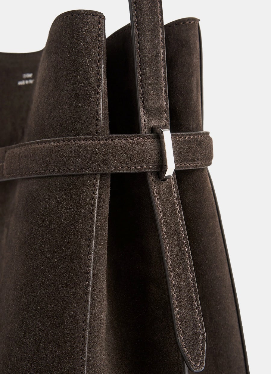 Belted Suede Bucket Bag