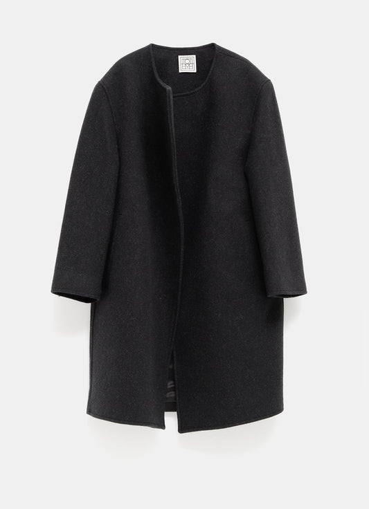 Collarless Felt Coat
