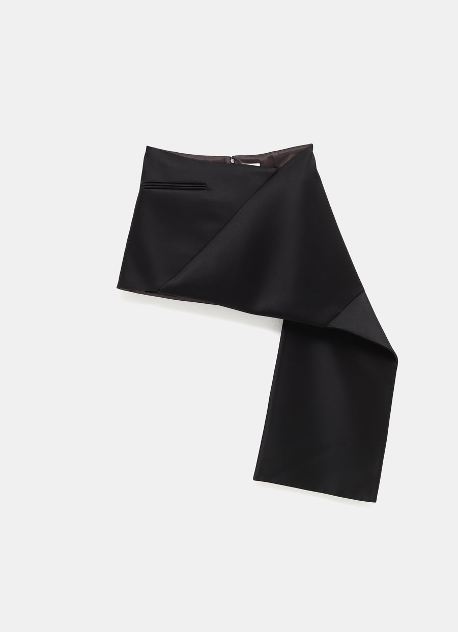 Folded Satin Mini Skirt