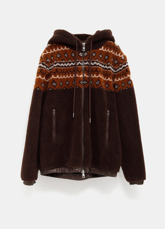 Geometric Jacquard Wool Blend Hoodie for Men
