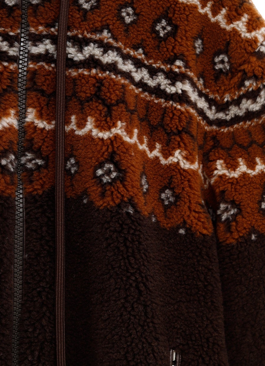 Geometric Jacquard Wool Blend Hoodie for Men