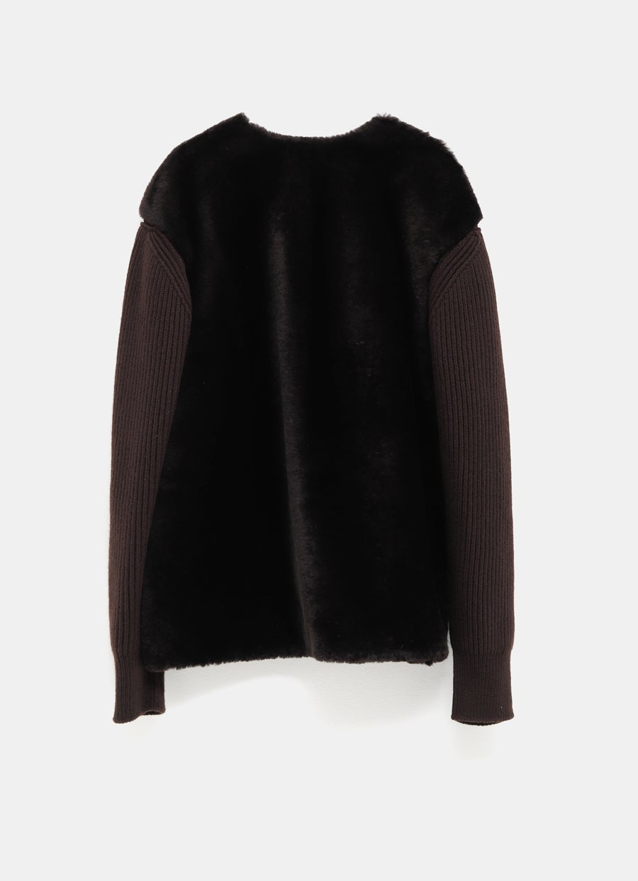 Lamb Shearling V-neck Top