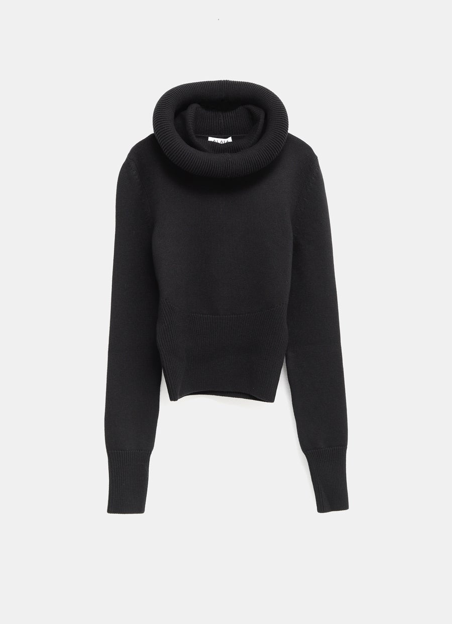 Sculptural Hood Ribbed Knit Jumper