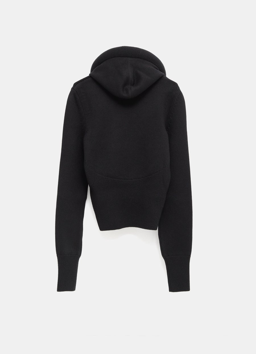 Sculptural Hood Ribbed Knit Jumper