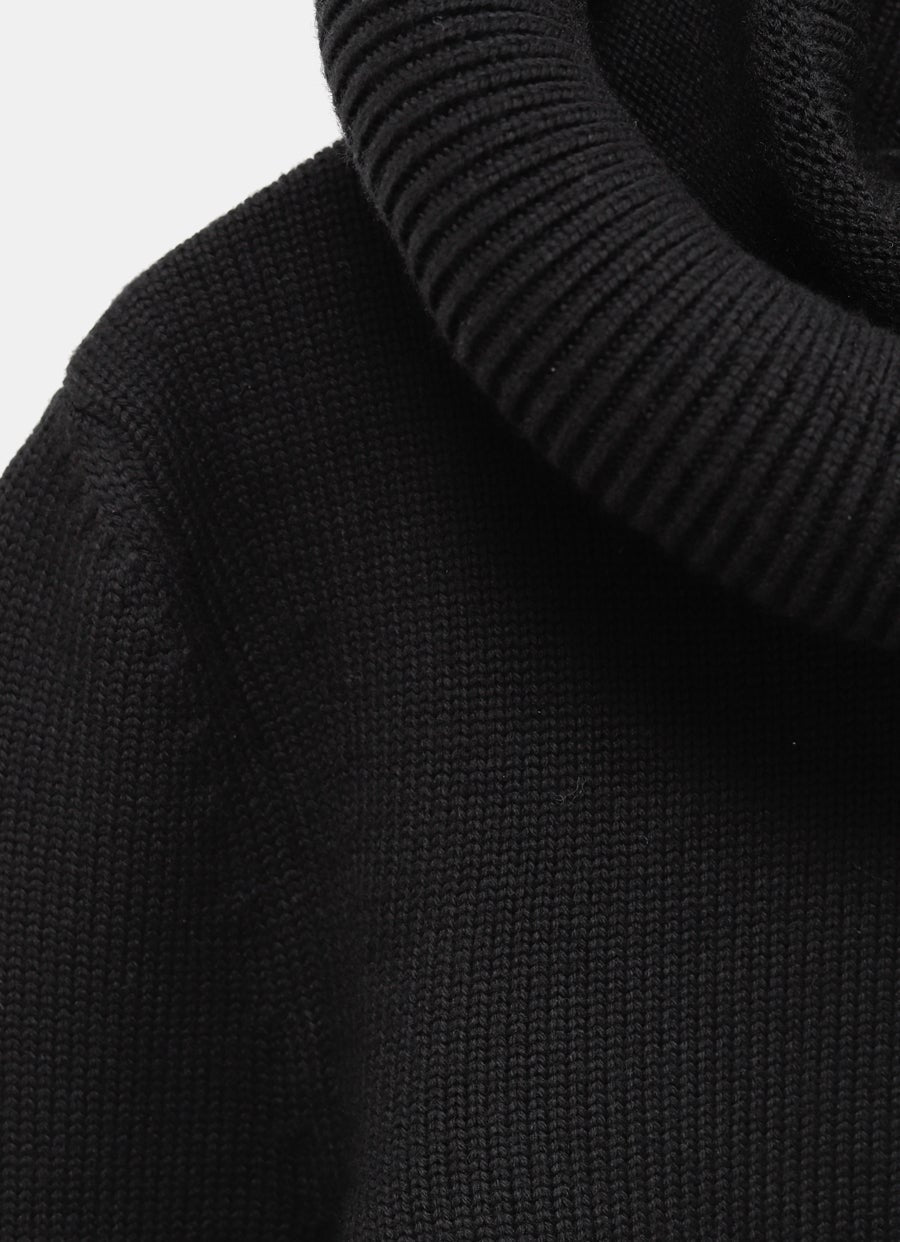 Sculptural Hood Ribbed Knit Jumper